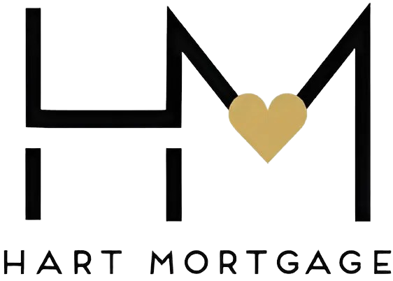 A heart mortgage logo with the letter m and a gold heart.